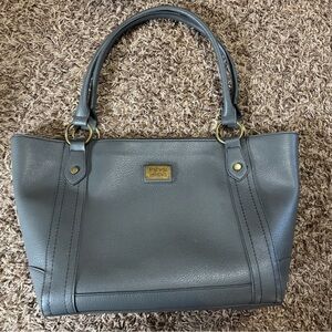 FRYE & CO Tote Bag Purse Charcoal Gray Snap Closure Extra Pouch Inside